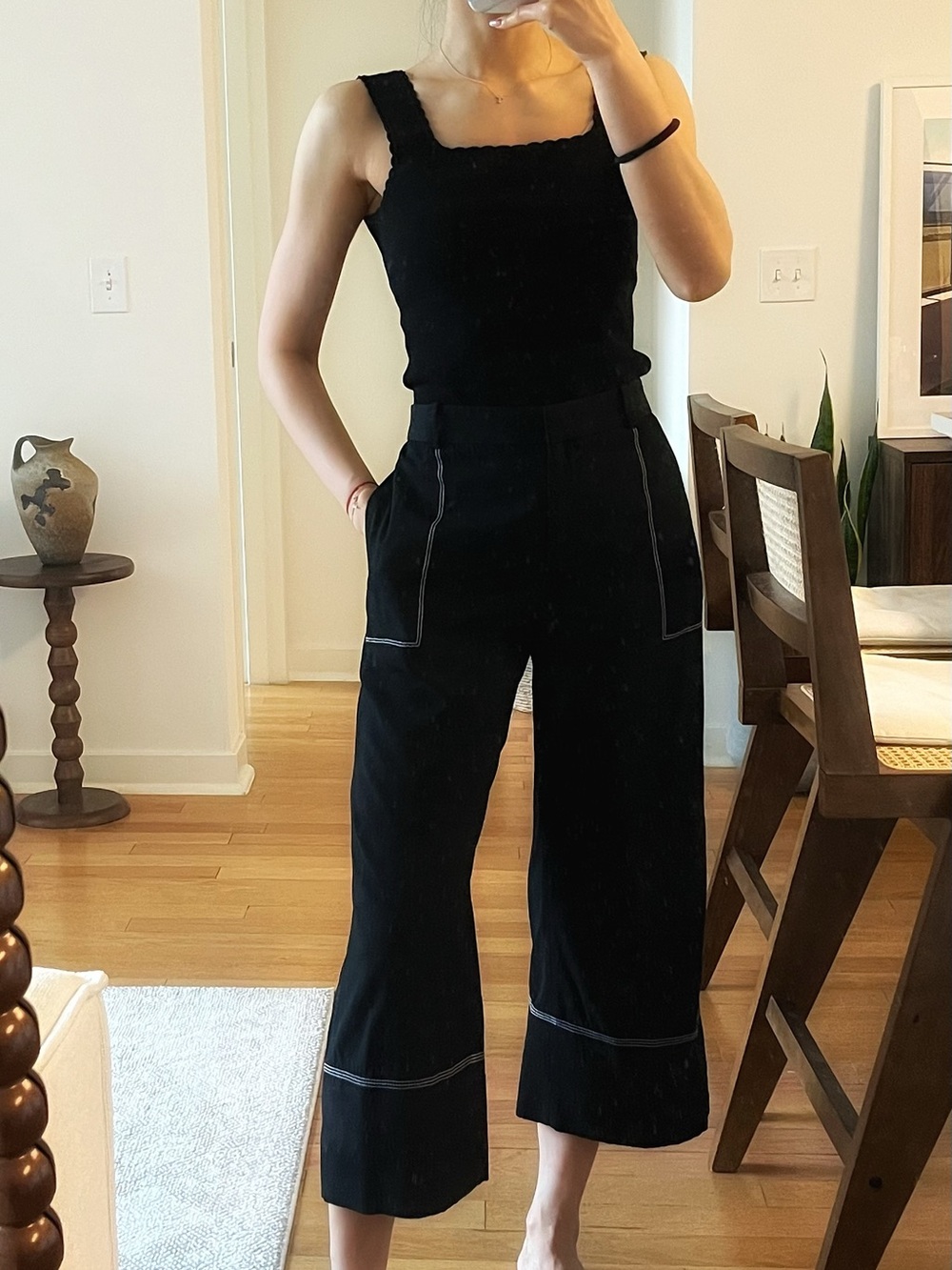 Ermanno Scervino exposed stitching cropped wide leg cropped pants